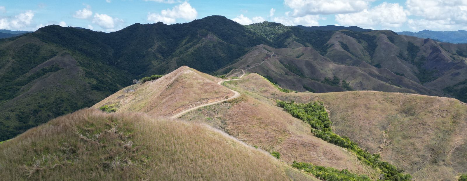 Winding road along mountain ridgeline